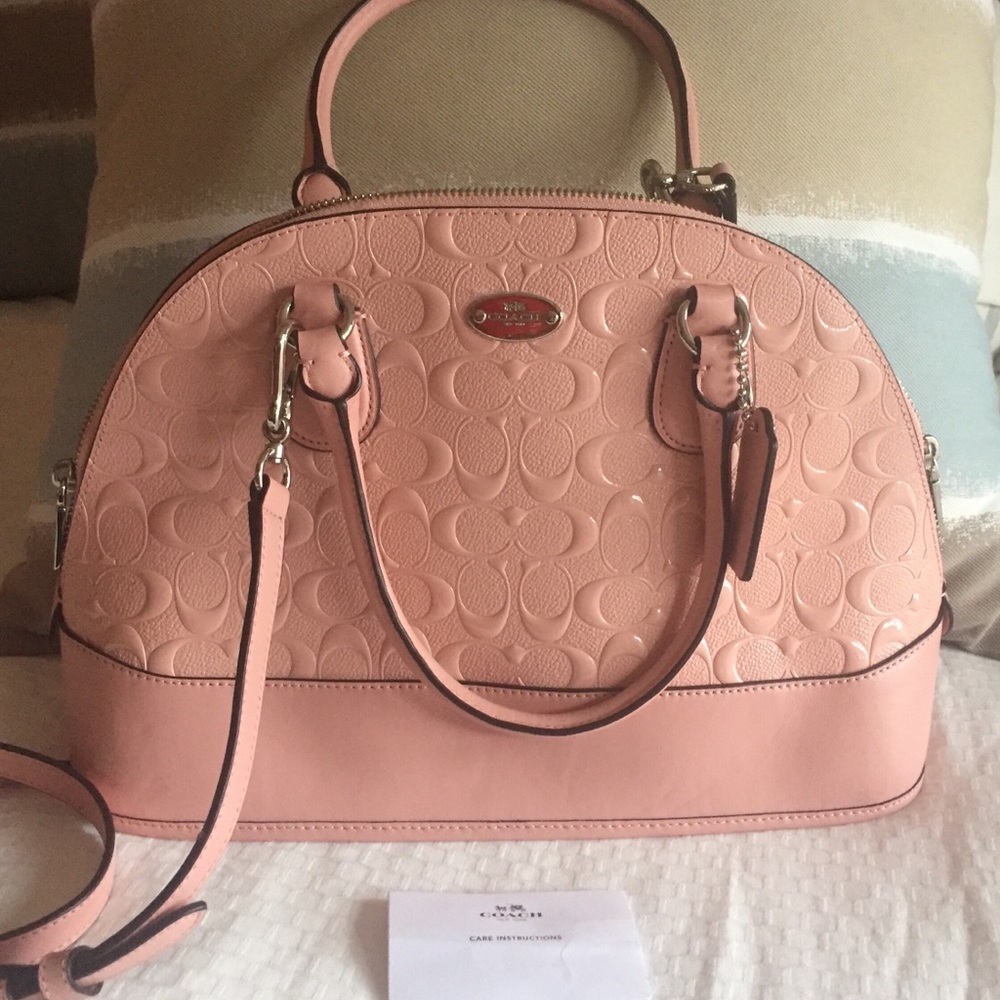 NEW Cora Blush COACH embossed dome Satchel purse